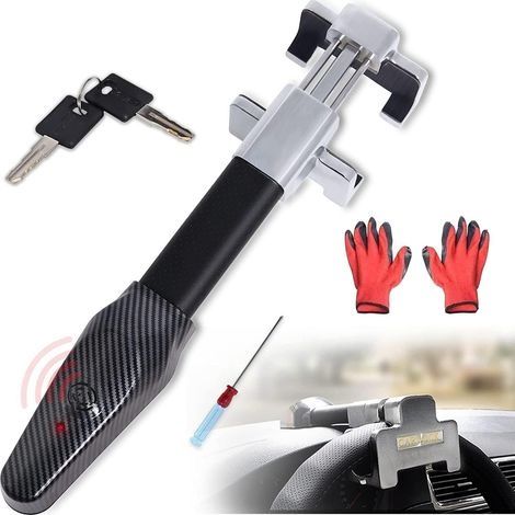 Antivol Voiture avec Alarme, Barre Antivol Voiture Volant 130dB, Bloque Volant Voiture pour Voiture SUV Camping Car avec Tournevis et Gants par (Batteries non Incluses) (1/5)