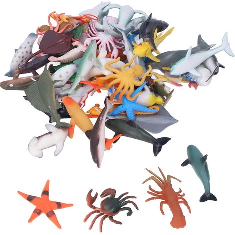 Lot de 48 jouets pour petits animaux marins pour 4 à 6 ans, avec formes et détails vifs, cadeaux éducatifs, pour le bain et les jeux, 48 pièces (1/5)