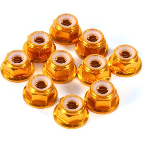 10Pcs M5 Nylon Insert SelfLock Aluminum Nuts Hex Lock Nut Gold