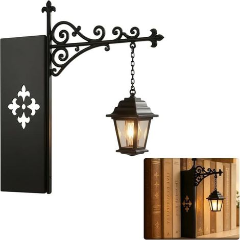 BelleRise - 1 lampes de bibliothèque LED vintage, lumière chaude, serre-livres décoratifs en métal pour la maison et le lecteur (1 pièce) (1/5)