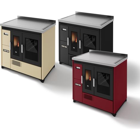 Poêle à granulés ventilé Eva Calor Enrica 9,3 kW - - Noir