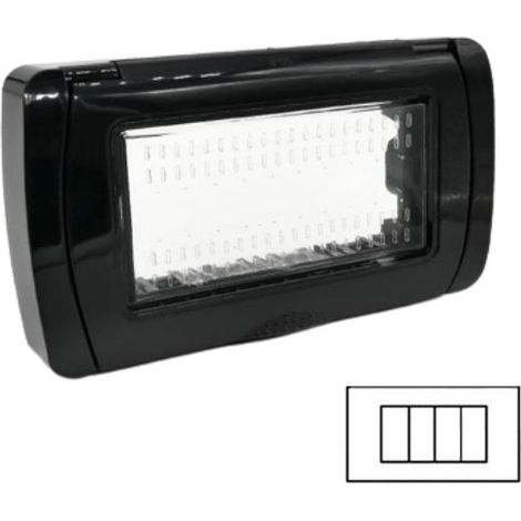 SERIE VIMAR PLANA COMPATIBILE Interruttore Deviatore Presa Schuko USB Dimmer T2 COPERCHIO IDROBOX 4P TOTS6004N