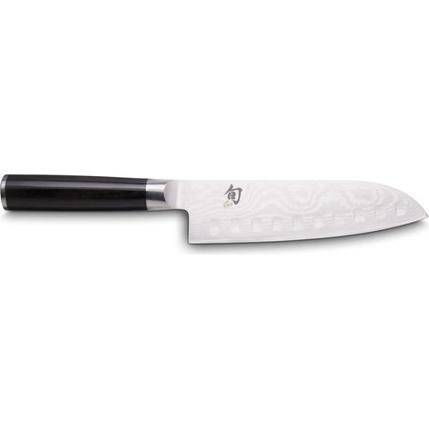 Kai DM-0718 Shun Classic Coltello Santoku Lama 18 cm Acciaio Damasco Manico Legno di Pakka colore Nero
