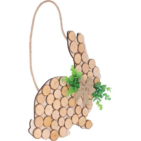 Décoration de porte de Pâques en forme de lapin, en buis, à teindre soi-même, dimensions : 33,5 x 33 x 0,5 cm. (1/5)