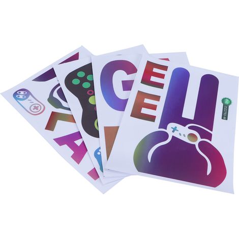 Autocollants muraux PVC DIY originaux manette de jeu déco murale pour salon chambre 35x25cm lot de 4 (1/5)