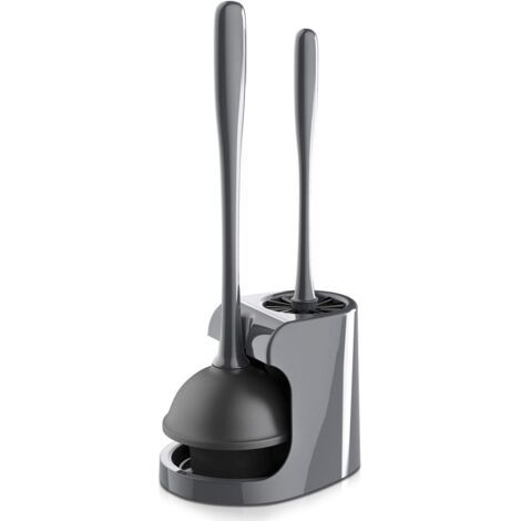 Ensemble de Déboucheur Ventouse et Brosse WC pour Le Nettoyage de la Salle de Bain, Gris, 1 Ensemble (1/5)