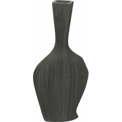 Vase déco Moyen col en grès, 17 x 7,5 cm, Profondeur 31 cm, Collection Chanvre (1/3)
