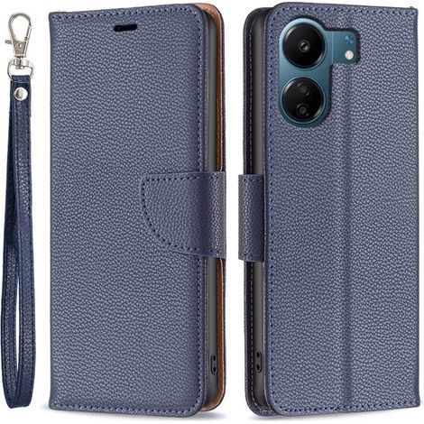 Custodia a libro per Xiaomi Redmi 13C / Poco C65, portafoglio in pelle Litchi, blu navy (1/5)