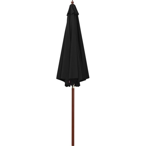 vidaXL Ombrellone con Palo in Legno 300x258 cm Nero