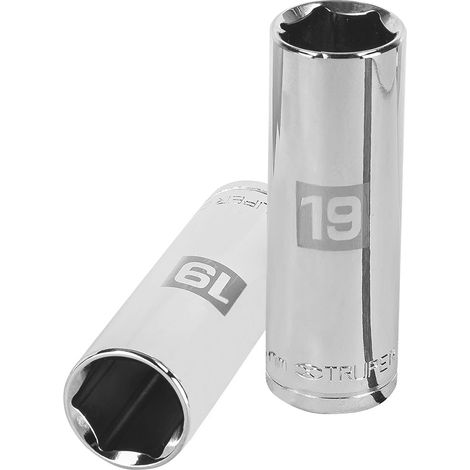 Llave vaso hexagonal larga, cuadro 1/2" - 19 mm