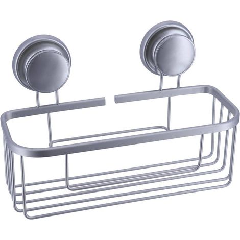 Rechteckiger korb aus aluminium auf saugnäpfen - chrom - Tendance