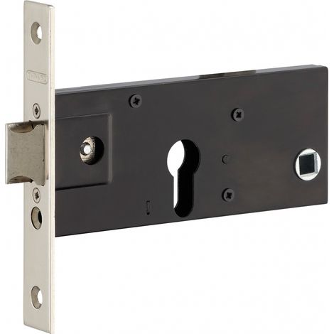 Serratura da incasso a cilindro europeo per porta d'ingresso, asse 70 mm, piastra quadra, acciaio - THIRARD