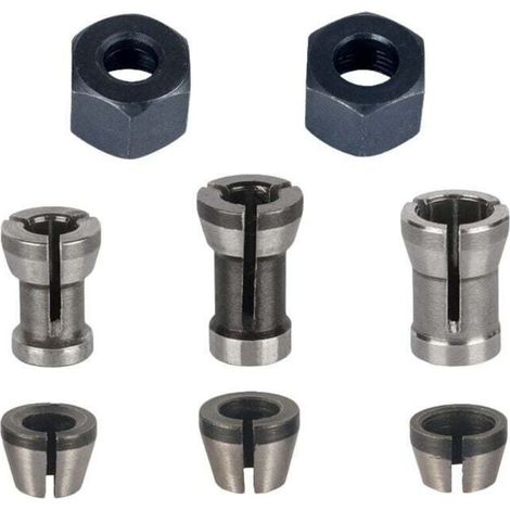Enowelir Lot de 8 Mandrins de Fraiseuse avec Collets 6 mm 6.35 mm 8 mm et Pince de Serrage pour Défonceuse (1/4)