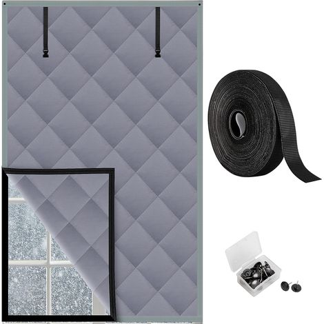 Manta aislante térmica de 3 capas para ventanas de invierno, 160 x 99 cm, Oxford con cremallera, kit gris para abrigarte en invierno.