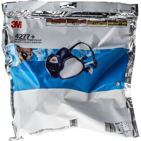 FP – Demi-masque jetable à filtres intégrés – Protection contre vapeurs organiques et gaz acides – Charbon actif – Soupapes d'inhalation larges – 3M (1/10)
