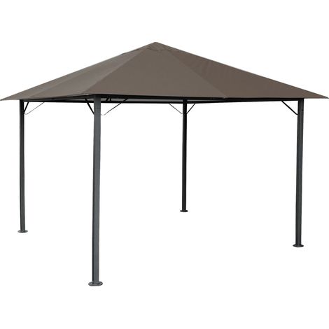 Metall Garten Pavillon Nizza 3x3m Antik Partyzelt Taupe / Beigegrau RAL 7006