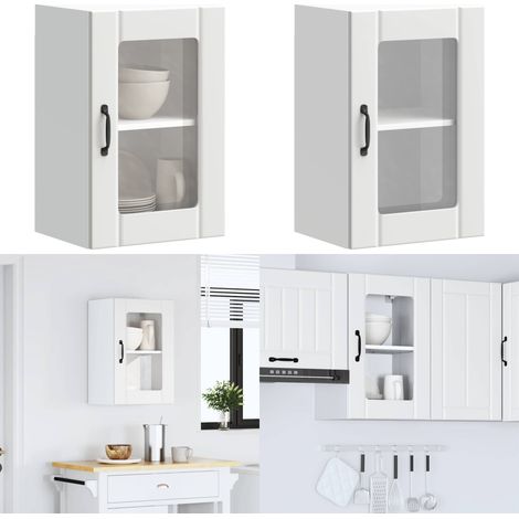 vidaXL Küchen-Hängeschrank mit Glastür Lucca Weiß (1/5)