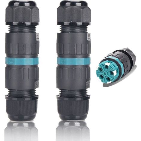 2er-Pack M25 5-polige wasserdichte Kabelverbinder IP68 Ø5 mm–Ø14 mm TÜV Outdoor – 5-polige elektrische Anschlusshülse für Garten- und Erdkabel – Crezuo