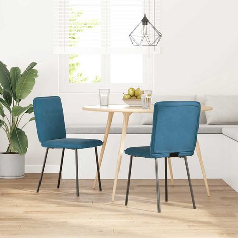 Lot de 2 Chaises à manger,Chaise de cuisine Bleu Velours CFW21415 (1/5)