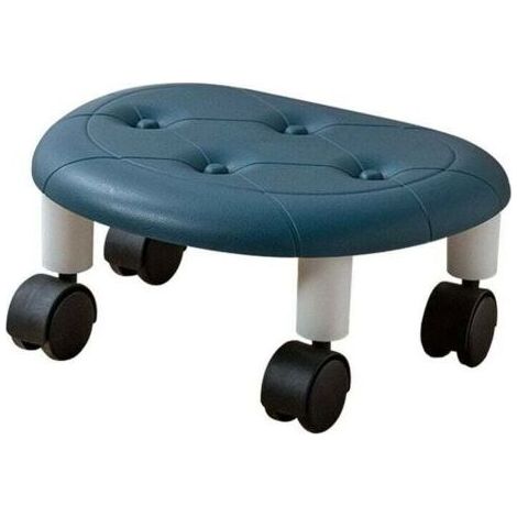 Tabouret d'atelier rond à roulettes réglable pivotable à 360° - Bleu (1/5)