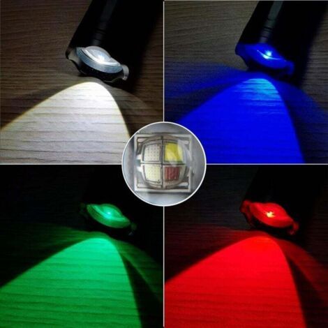 NALOOKAMIC SV96 RGBW 4 Couleurs Multicolore LED Lampe Torche Rechargeable USB C Blanc Vert Lumière Bleue, Lampe de Poche Rouge Stroboscopique Zoom avec Batterie incluse pour Nuit, Animal, Astronomie (1/3)