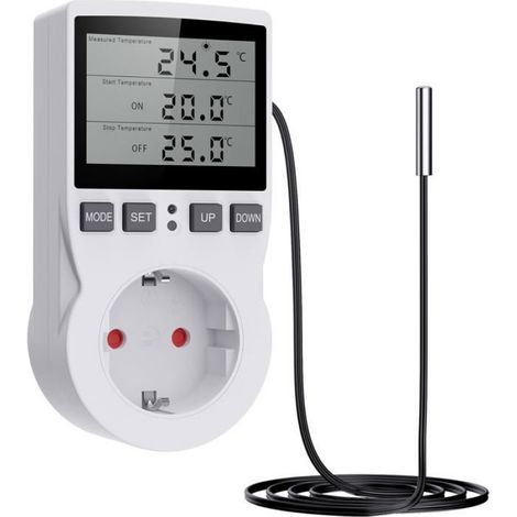 Prise Thermostat - Ulisem - LCD - Sonde - 16A 3680W - Minutage Intelligent (1/4)
