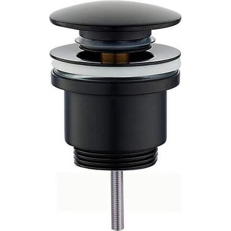 Rue Du Bain – Bonde de lavabo clic-clac universelle en laiton noir mat – Hauteur 10 cm – Ø capot 6,4 cm – Système d'ouverture facile (1/3)