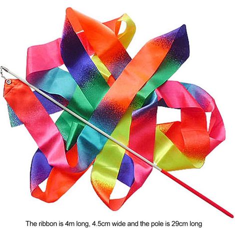 Bandes de soie de 4 m pour la gymnastique et la danse artistique chez les enfants, avec dégradé de couleurs. Idéales pour le ballet rythmique et artistique. (1/5)