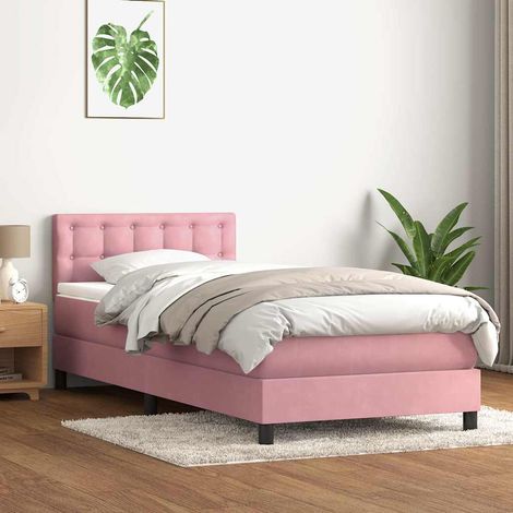 Boxspringbett mit Matratze Rosa 90x210 cm Samt (1/5)