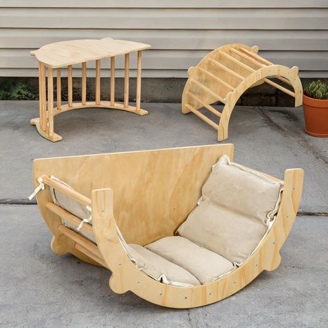 Arche d'escalade 3-en-1 en bois avec coussin pour enfants 18 (1/5)