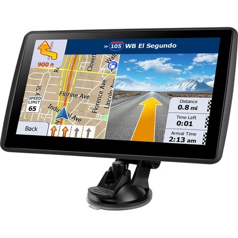 GPS Navigateur Automobile - Écran Tactile HD 7 Pouces - Mises à Jour Gratuites à Vie - Cartes 2025 - Avertissement de Vitesse - Itinéraires Personnalisés pour Camions et Camping-Cars - 1 Pièce