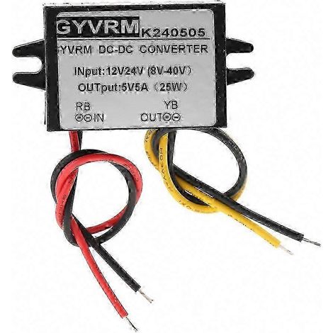 Convertisseur abaisseur 12V/24V vers 5V 5A, module d'alimentation à découpage SZRH A-W pour systèmes DC, régulateur de tension compact. (1/5)