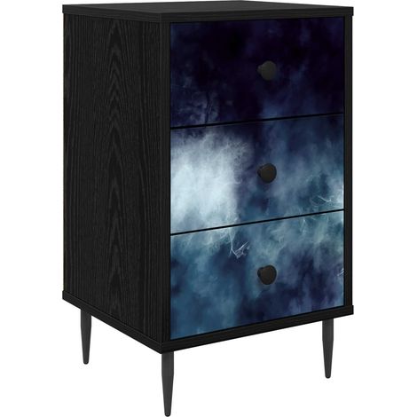 Mesa de noche RAALTE Roble Negro 36 x 33 x 61 cm vidaXL (1/5)