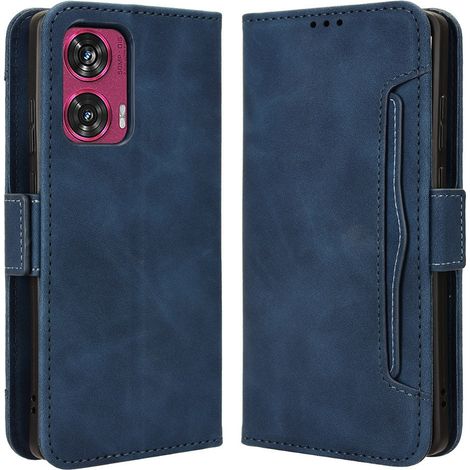 Funda tipo libro para Motorola Edge 50 Fusion 5G, con ranura para tarjeta, color azul marino. (1/5)