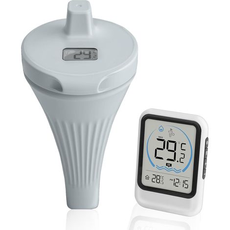 Thermomètre de piscine numérique sans fil, étanche IP68, flottant, mesure de l'eau et de la température ambiante, portée de 50 à 100 m, pour piscine, jacuzzi, piscine de jardin et bassin (1/5)