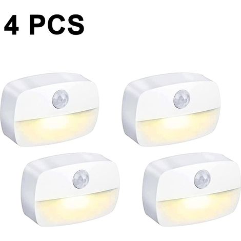 Lot de 4 veilleuses avec détecteur crépusculaire, éclairage automatique, idéal pour la chambre, la salle de bain, les toilettes, les escaliers, la cuisine, le couloir, pour enfants et adultes. Veilleu (1/5)