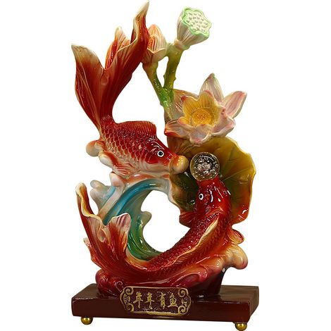 Sculpture de poisson Feng Shui chinois – Objet décoratif de bon augure pour la maison et le bureau, idéal comme cadeau. (1/5)