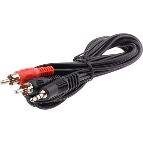 Cordon audio Fiche jack mâle stéréo de 3,5 mm vers Fiche mâle 2 Cinch, Long. 2m ( Prix pour 1 ) (1/2)