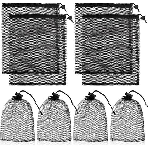 Sac à cordon en maille, grand sac à cordon en maille, organisateur de cordon, sacs de rangement, sacs en maille noire, sacs en filet en nylon