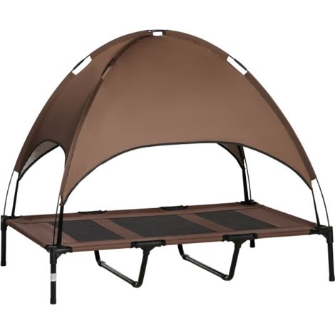 Elevated Waterproof Dog Bed with Breathable Mesh Canopy,UV Protection for XL Dogs,122x92x108cm,Perfect Outdoor Comfort.
