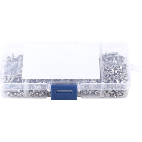 340pcs Coffret de Boulon Vis Ecrou Hexagonal à Tête Ronde Bombée en Acier Inoxydable 304, M3 X 5/6/8/10/12/14/16/18/20mm (1/5)