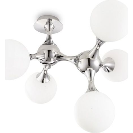 Plafoniera Contemporanea Nodi Metallo Bianco 5 Luci E14