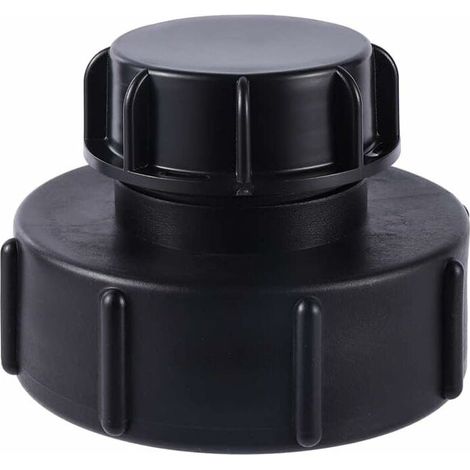 Adaptateur IBC de S100x8 réduit à S60x6 à filetage grossier, équipé d'un bouchon. Compatible avec réservoir IBC pour vanne de baril de collecte d'eau de pluie. Idéal pour robinet et tuyau d'arrosage (1/5)