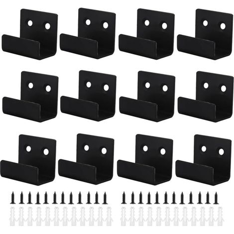 Lntyq Crochet Mural Robuste 12Pcs Support Mural Miroir de Fixation Crochets Muraux Crochet Mural a Visser avec Vis pour Bain Cuisine Garage(Noir, Largeur Intérieure de 21mm)