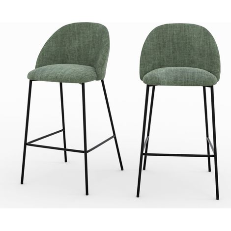 Lot de 2 chaises pour ilot central 66,5 cm en tissu vert sapin - Karl