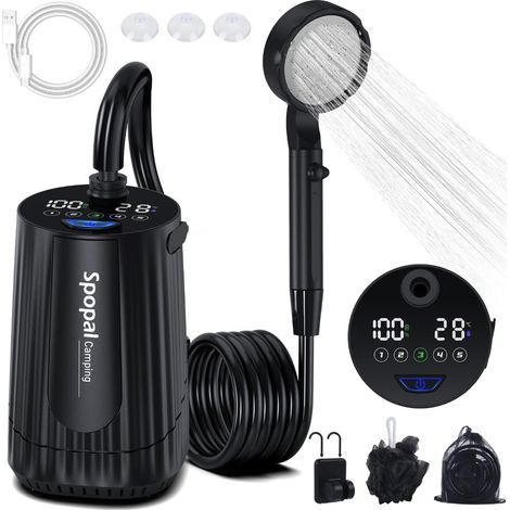 che Portable, Kit che de Camping,10000mAh,che Camping, Rechargeable, avec Afficheur Intelligent et 5 Vitesses Réglables pour Extérieure,Camping,Voyage,Animaux (1/5)