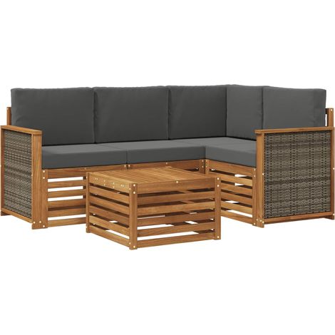 Conjunto de sofás de exterior 5 uds. Natural y Antracita vidaXL (1/5)