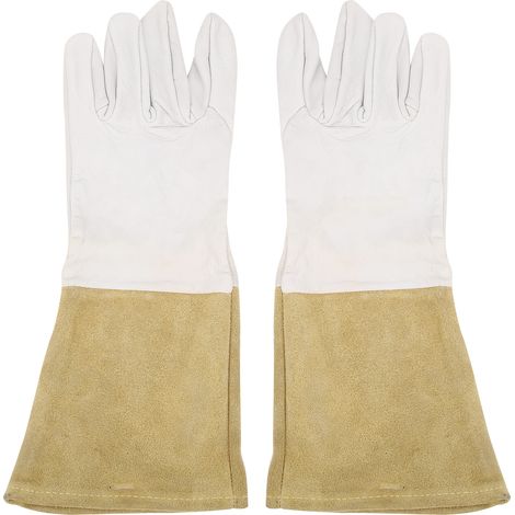 Paire de gants de soudure en peau de mouton, isolation thermique, anti-coupure, gris brun, 101009, taille L (1/5)
