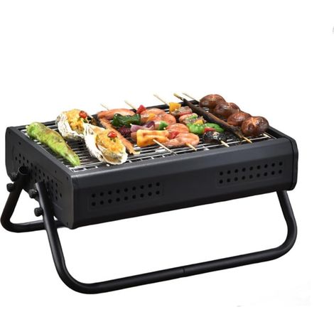 Barbecue pliable portable à charbon de bois, brochettes de barbecue incluses, grill extérieur pour camping, pique-nique et jardin, montage rapide, facile à transporter et à ranger pour vos grillades e (1/5)
