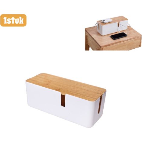 Organisateur de câbles avec boîte de rangement pour prises multiprises câbles de données chargeurs et hub de bureau pour garder l'espace de travail propre et organisé couleur blanche 1 pièce (1/5)
